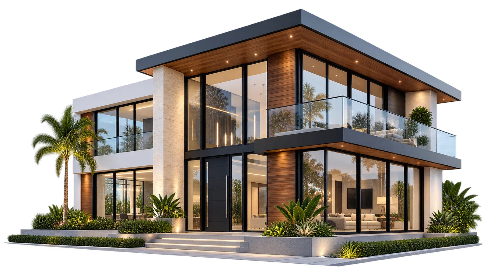 Modern Florida home glazed with impact windows and doors